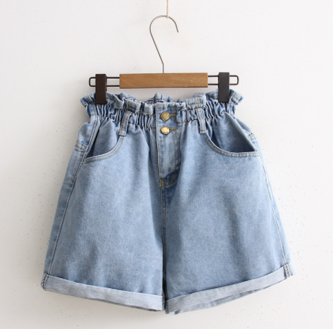 Japanese Style Minimalist High-Waisted Wide-Leg Denim Shorts