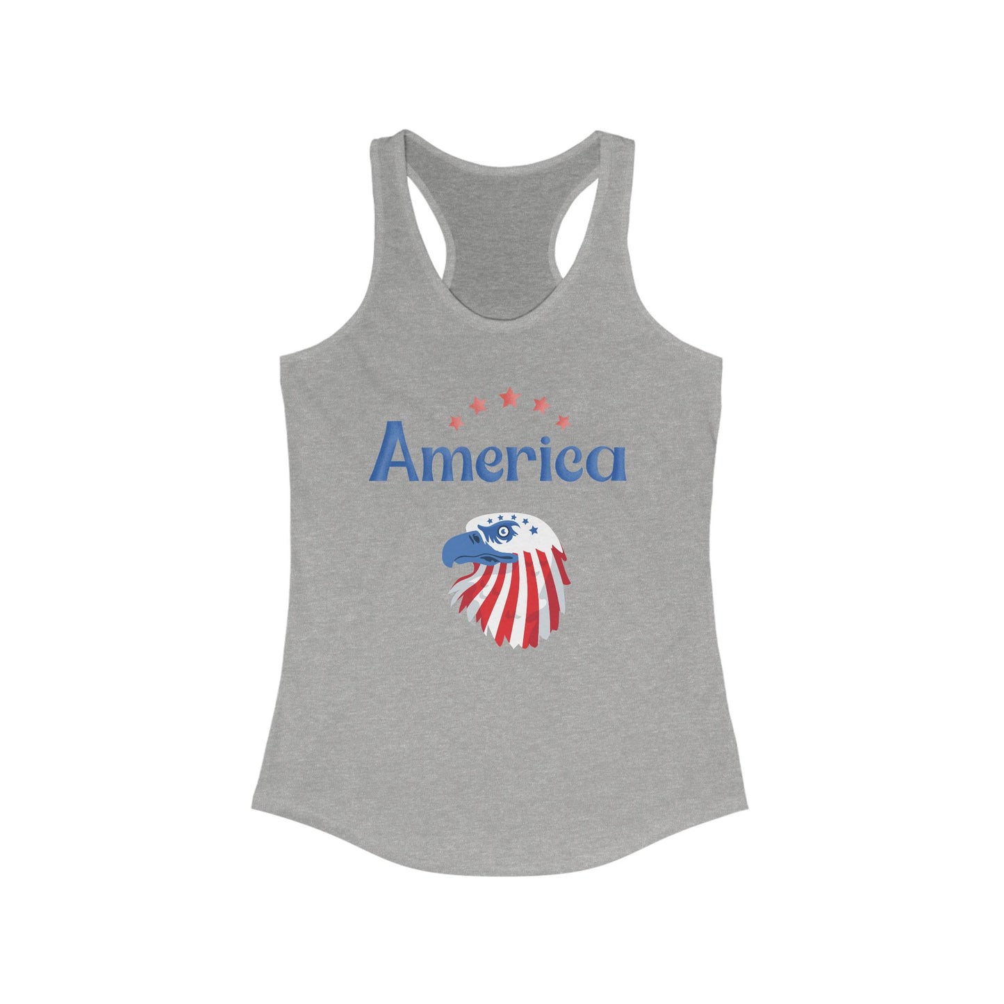 Women's Patriotic Racerback Tank - America Eagle Tee, Fourth of July Celebration Shirt, Summer Casual Wear, Gift for Her, Red White [...]