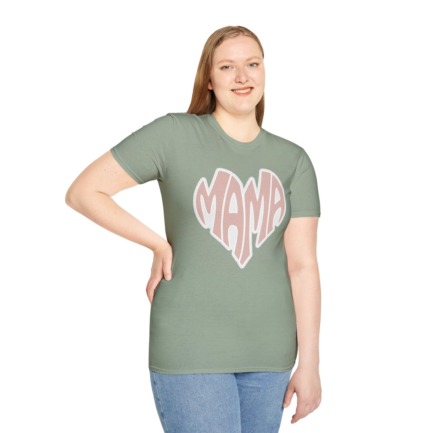 Mama Heart Unisex Softstyle T-Shirt | Gifts for Moms | Casual Wear | Mother's Day | Family Celebrations