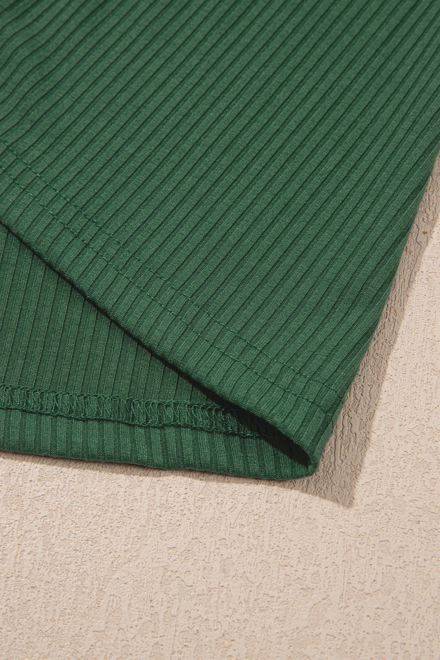 Solid Ribbed Knit Ruffle Short Sleeve T-Shirt