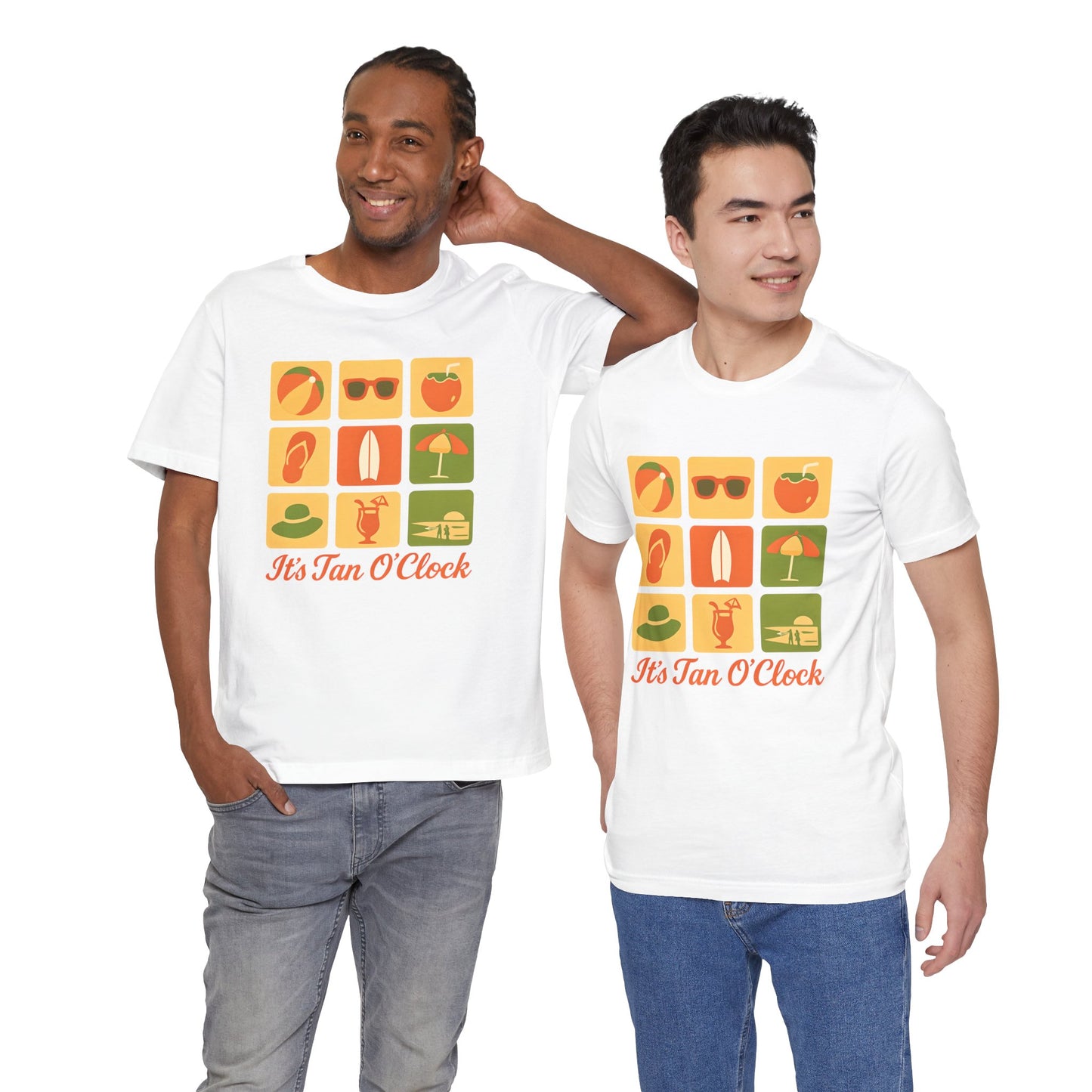 Summer Vibes Tee - It's Tan O'Clock, Unisex Beach Shirt, Vacation Outfit, Gift for Sun Lovers, Casual Summer Wear, Summer Holiday Apparel