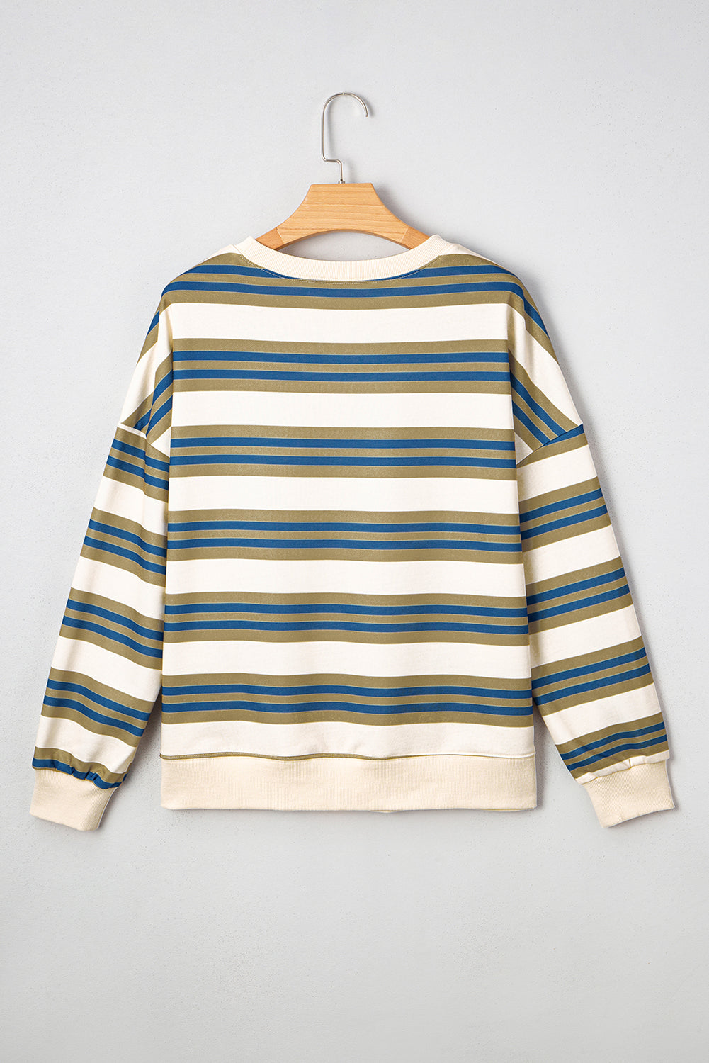 Stripe Crewneck Drop Shoulder Sweatshirt