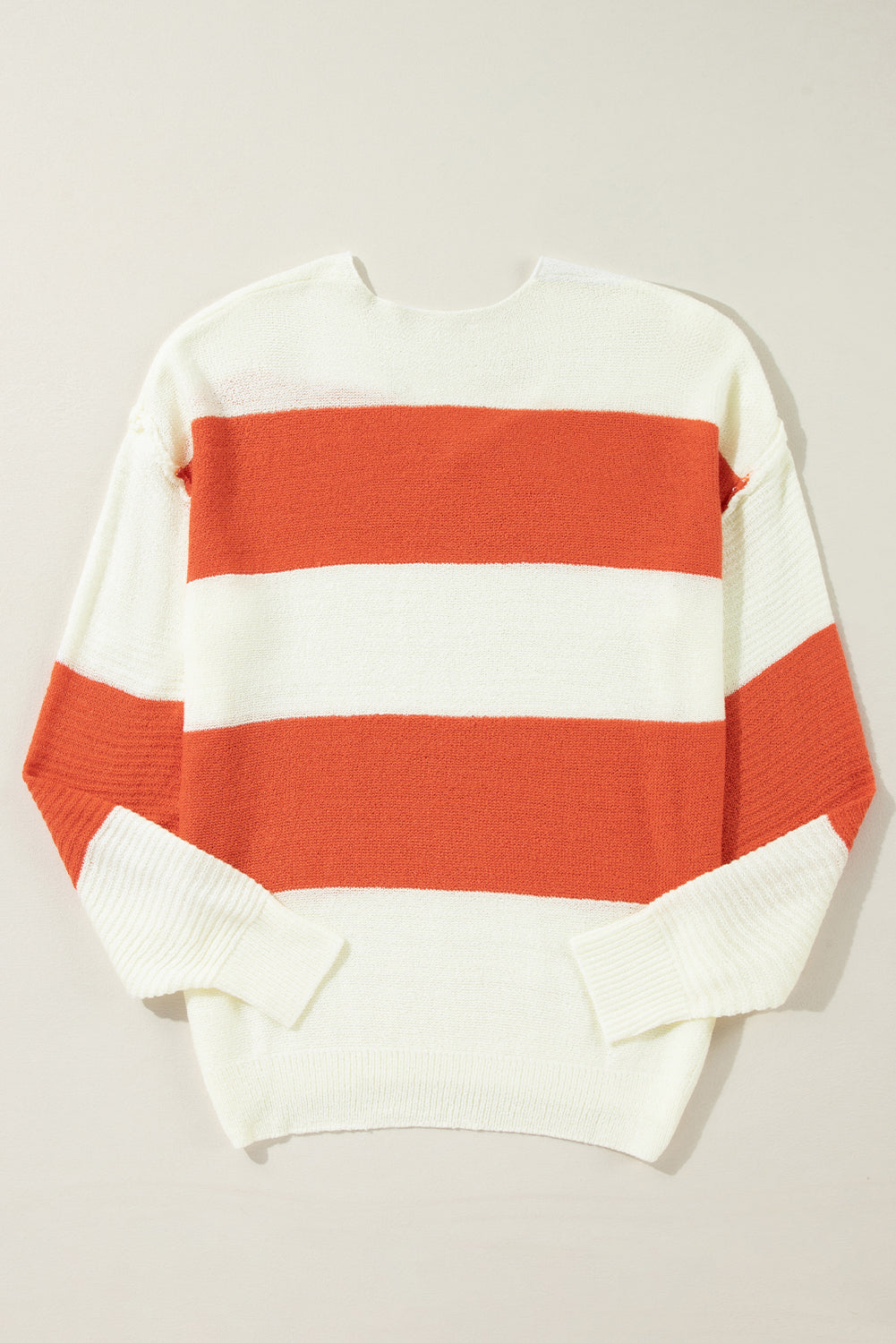 Colorblock Stripe Drop Shoulder Bubble Sleeve Sweater