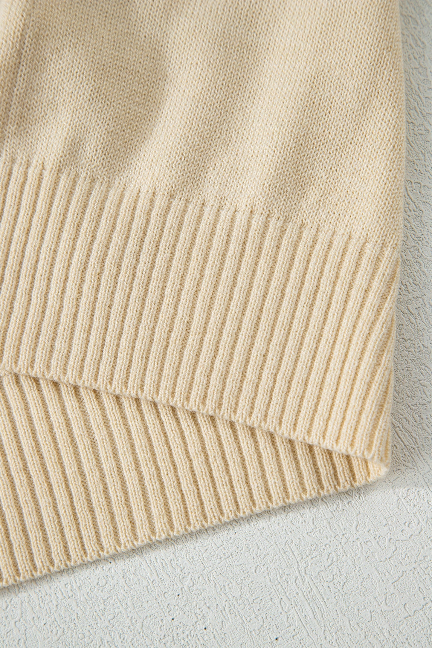 Solid Button-Front Rolled Hem Sweater Top