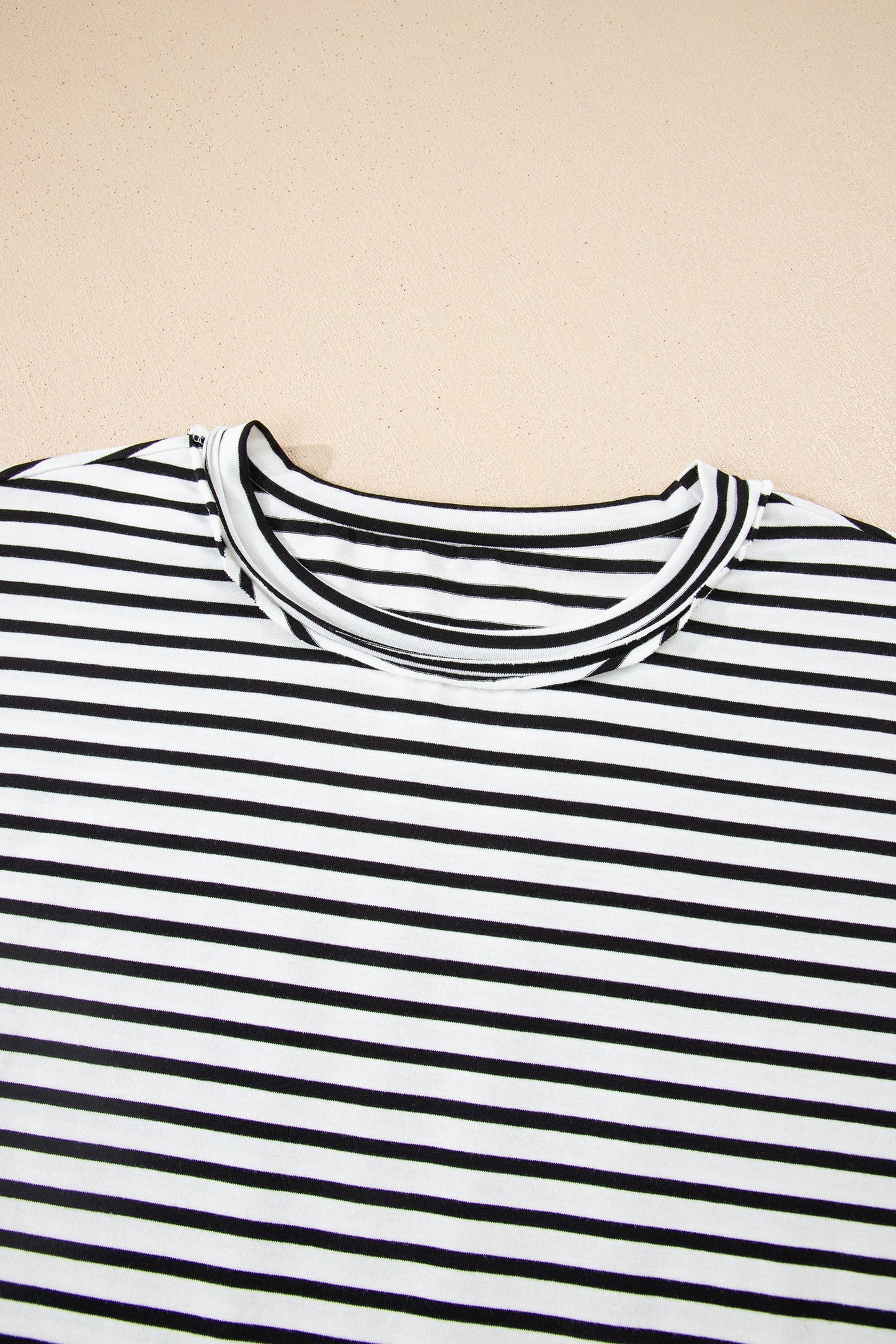 Floral Stripe Patchwork Puff Sleeve Round Neck Top