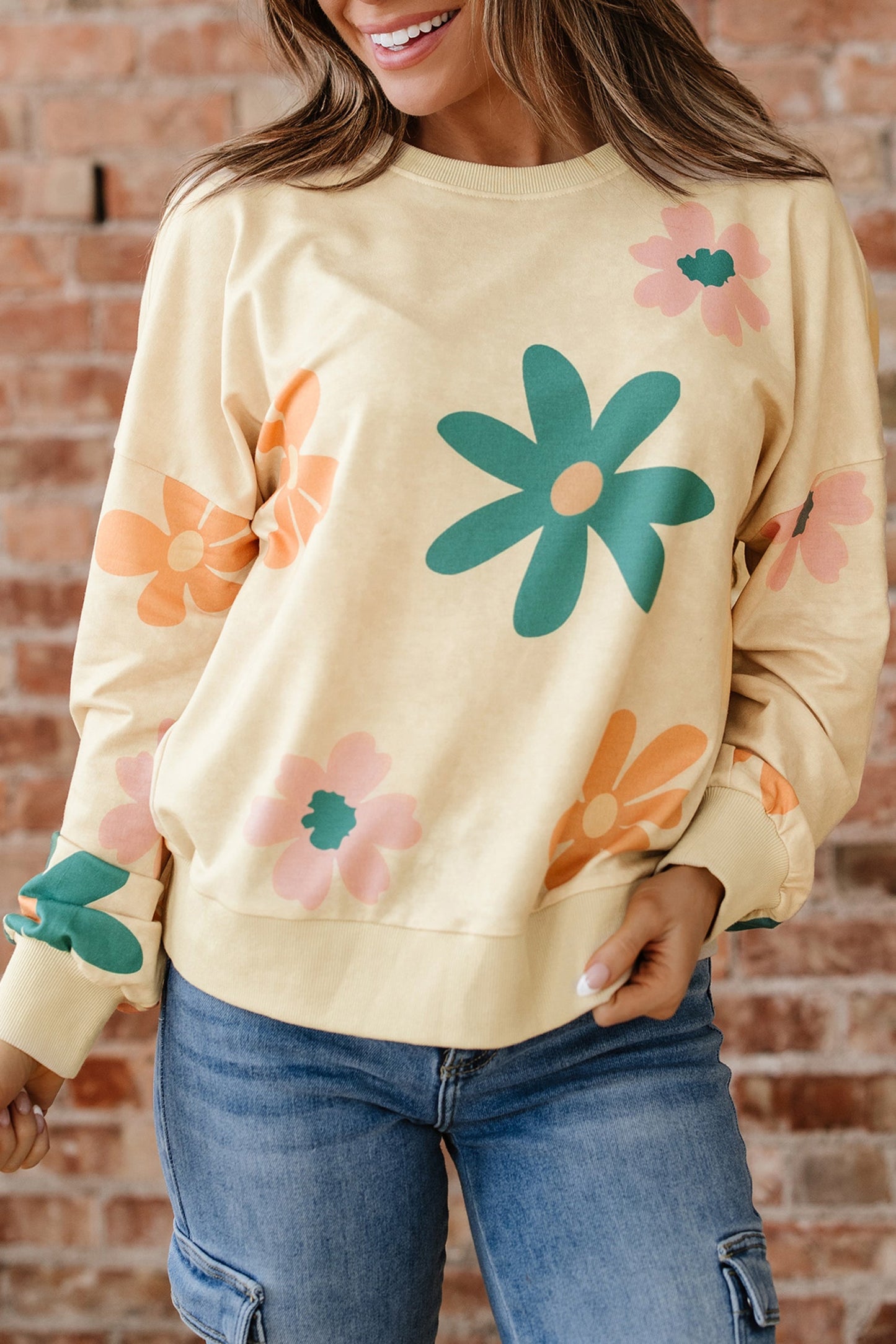 Floral Mineral Wash French Terry Sweatshirt