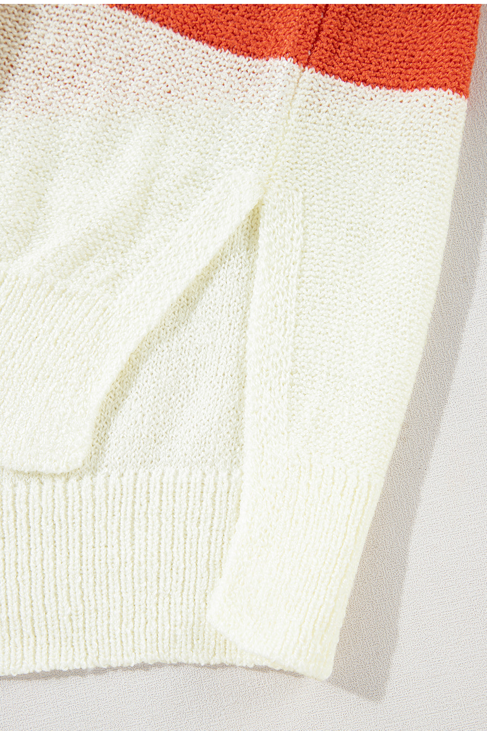 Colorblock Stripe Drop Shoulder Bubble Sleeve Sweater