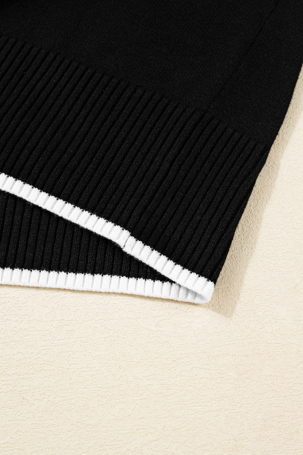 Bow Tie Contrast Trim Cropped Sweater