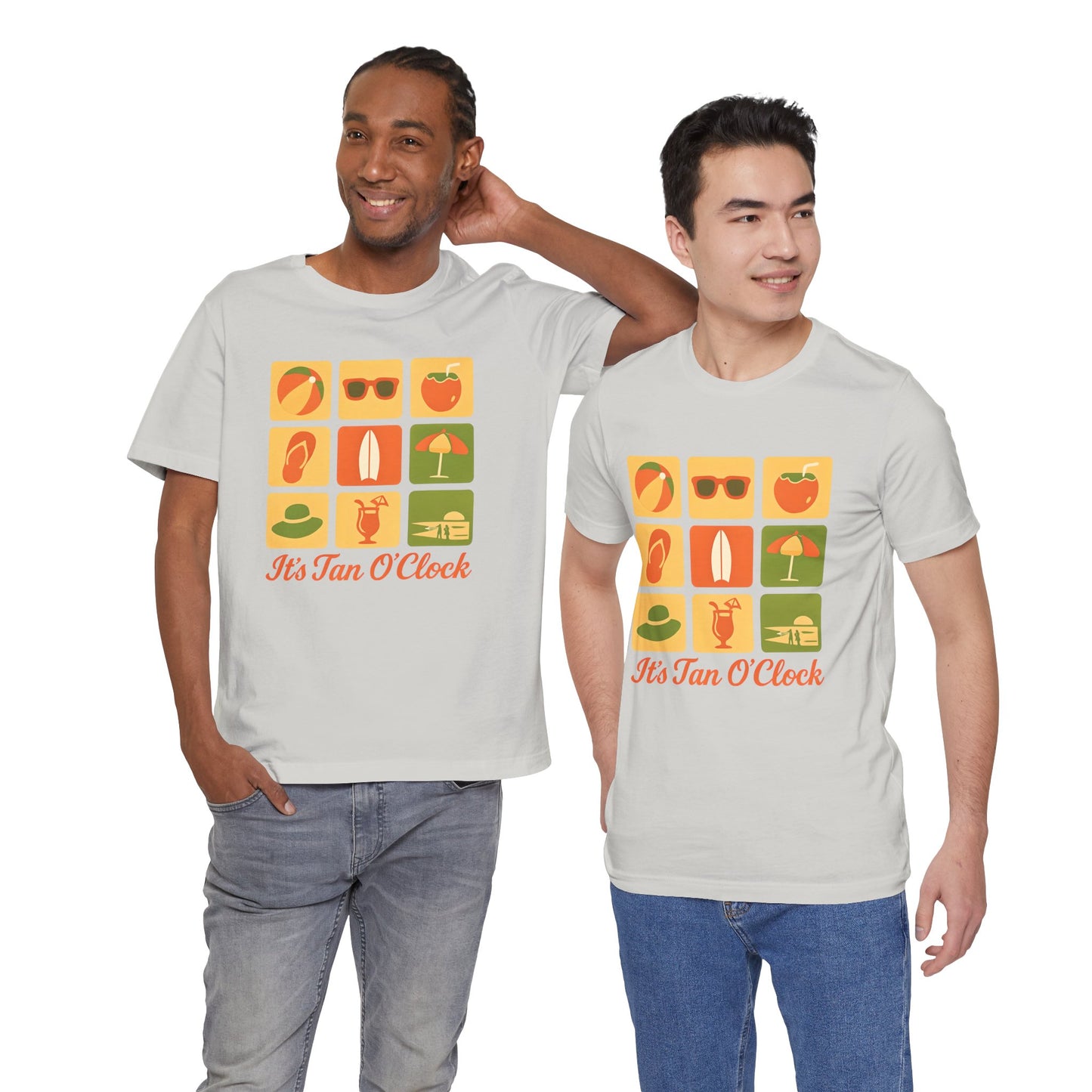 Summer Vibes Tee - It's Tan O'Clock, Unisex Beach Shirt, Vacation Outfit, Gift for Sun Lovers, Casual Summer Wear, Summer Holiday Apparel
