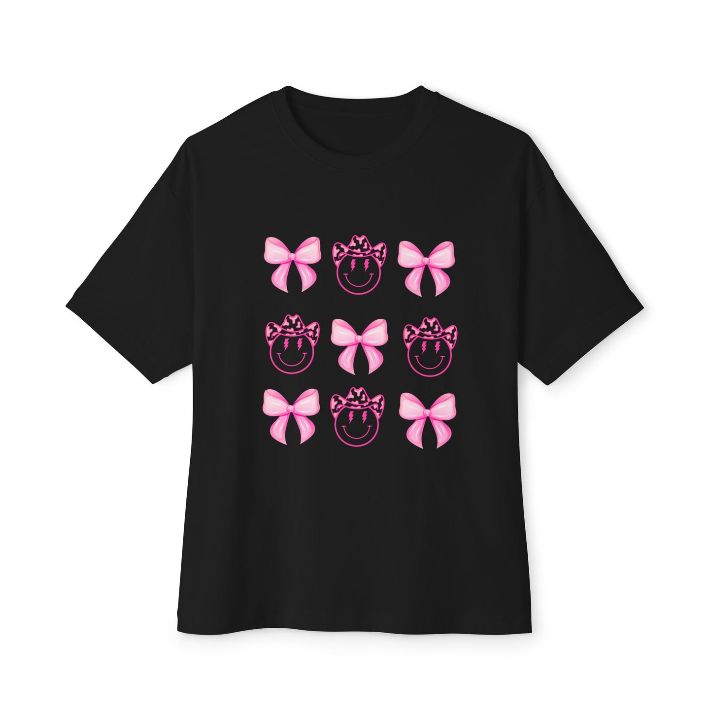 Oversized Tee Smiley Cowboy and Bow Shirt