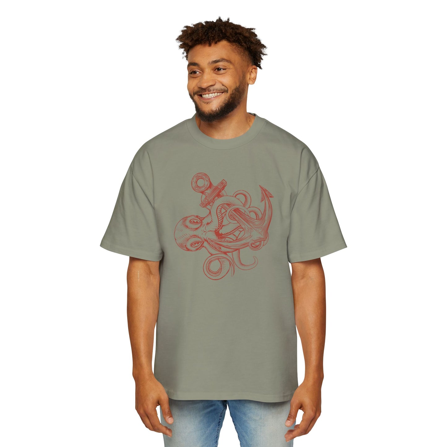 Ocean-Inspired Oversized Tee for Men, Stylish Sea Creature Shirt, Relaxed Fit, Perfect for Beach Days, Casual Wear, Gift for Seafood Lovers