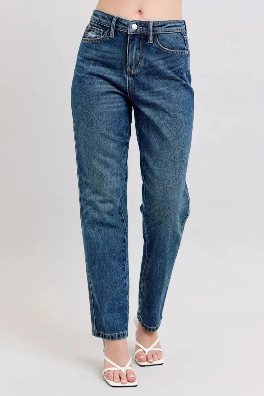 Judy Blue Jeans - Full Size High Waisted Rigid Magic Non-destroy Straight Leg