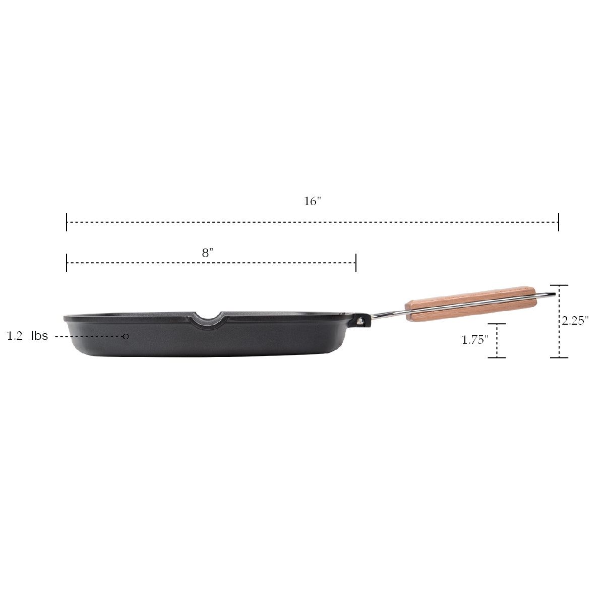 MASTERPAN Nonstick Grill Pan with Folding Handle, 8" (20cm)