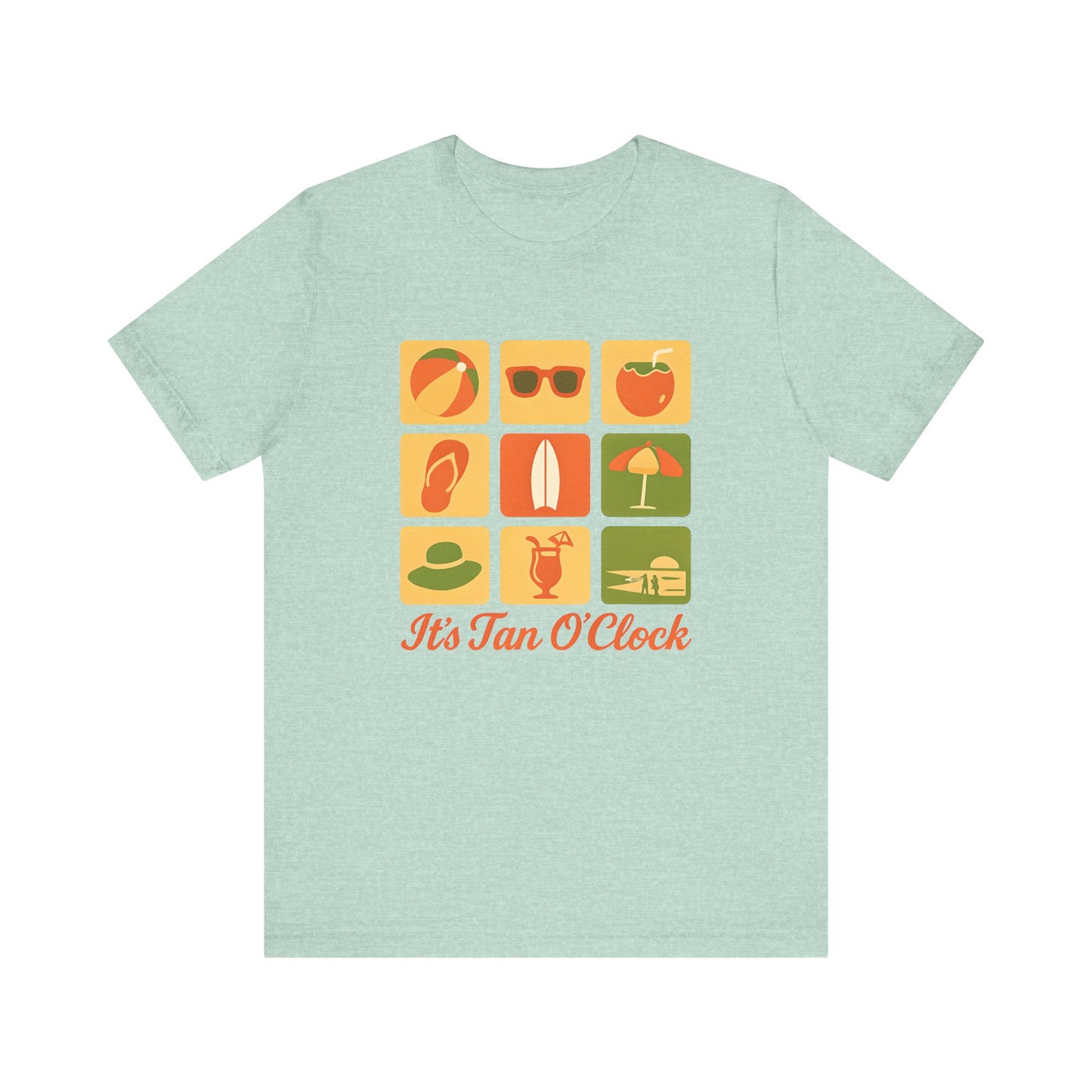 Summer Vibes Tee - It's Tan O'Clock, Unisex Beach Shirt, Vacation Outfit, Gift for Sun Lovers, Casual Summer Wear, Summer Holiday Apparel