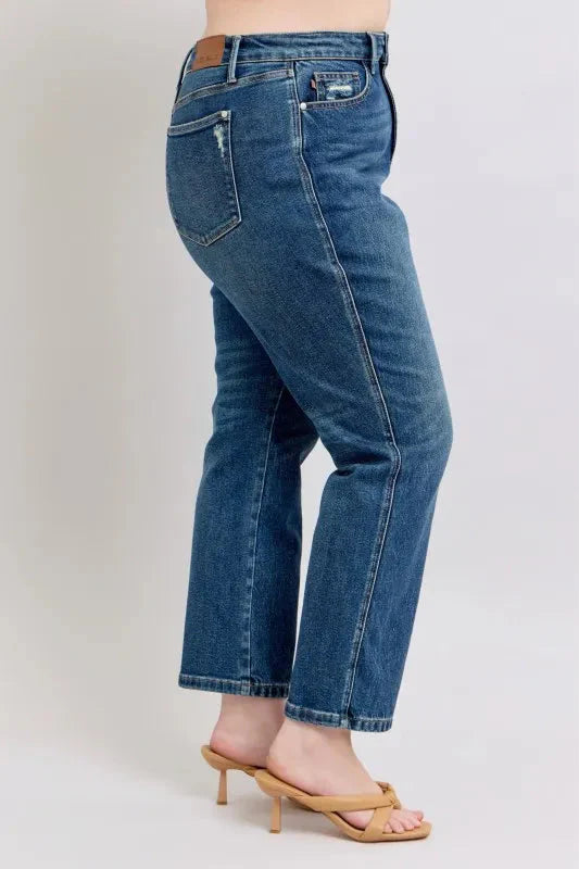 Judy Blue Jeans - Full Size High Waisted Rigid Magic Non-destroy Straight Leg