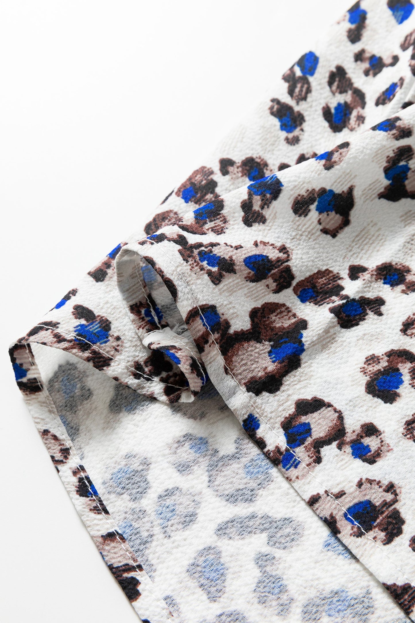 Leopard Buttoned V-Neck Long Sleeve Mini Dress