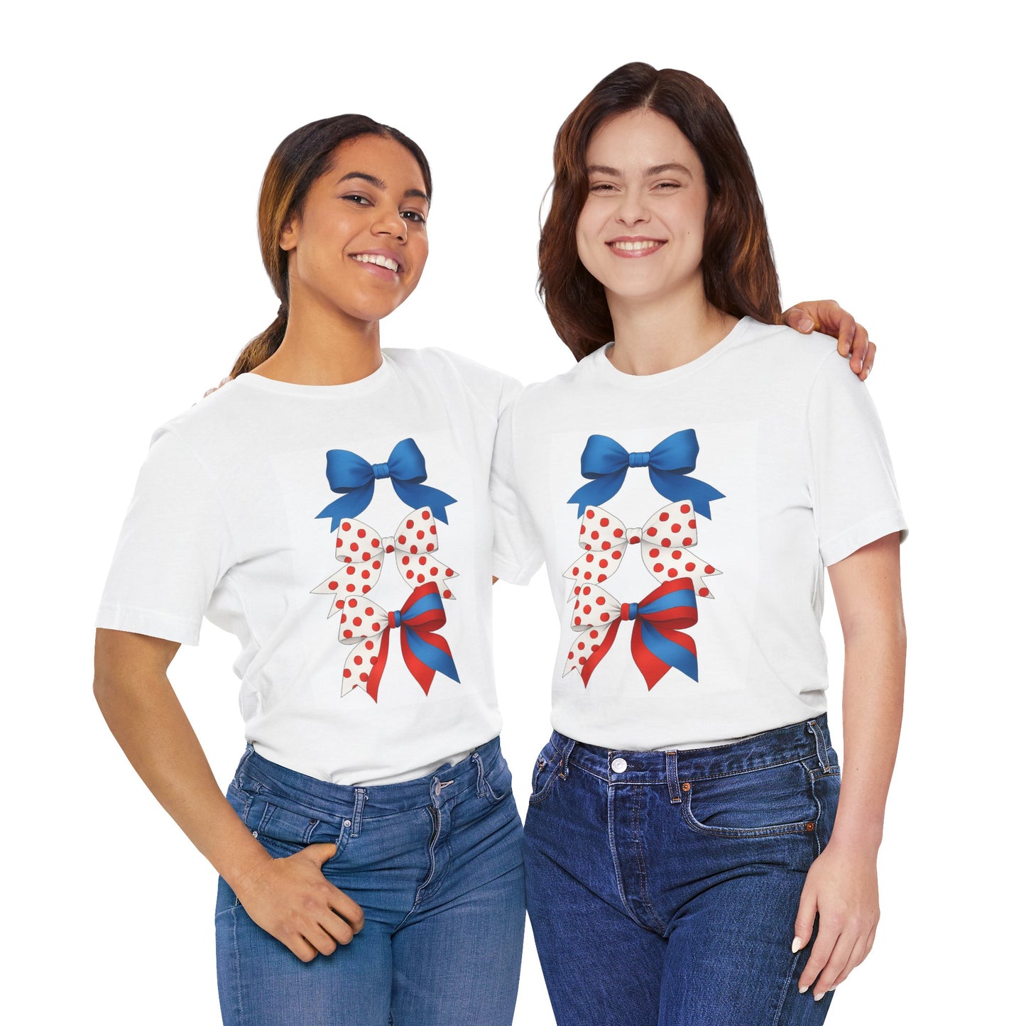 Patriotic Bows Tee - Festive Unisex Jersey Short Sleeve Tee, 4th of July Shirt, Summer Celebration Top, Cute Gift for Her, Holiday Apparel