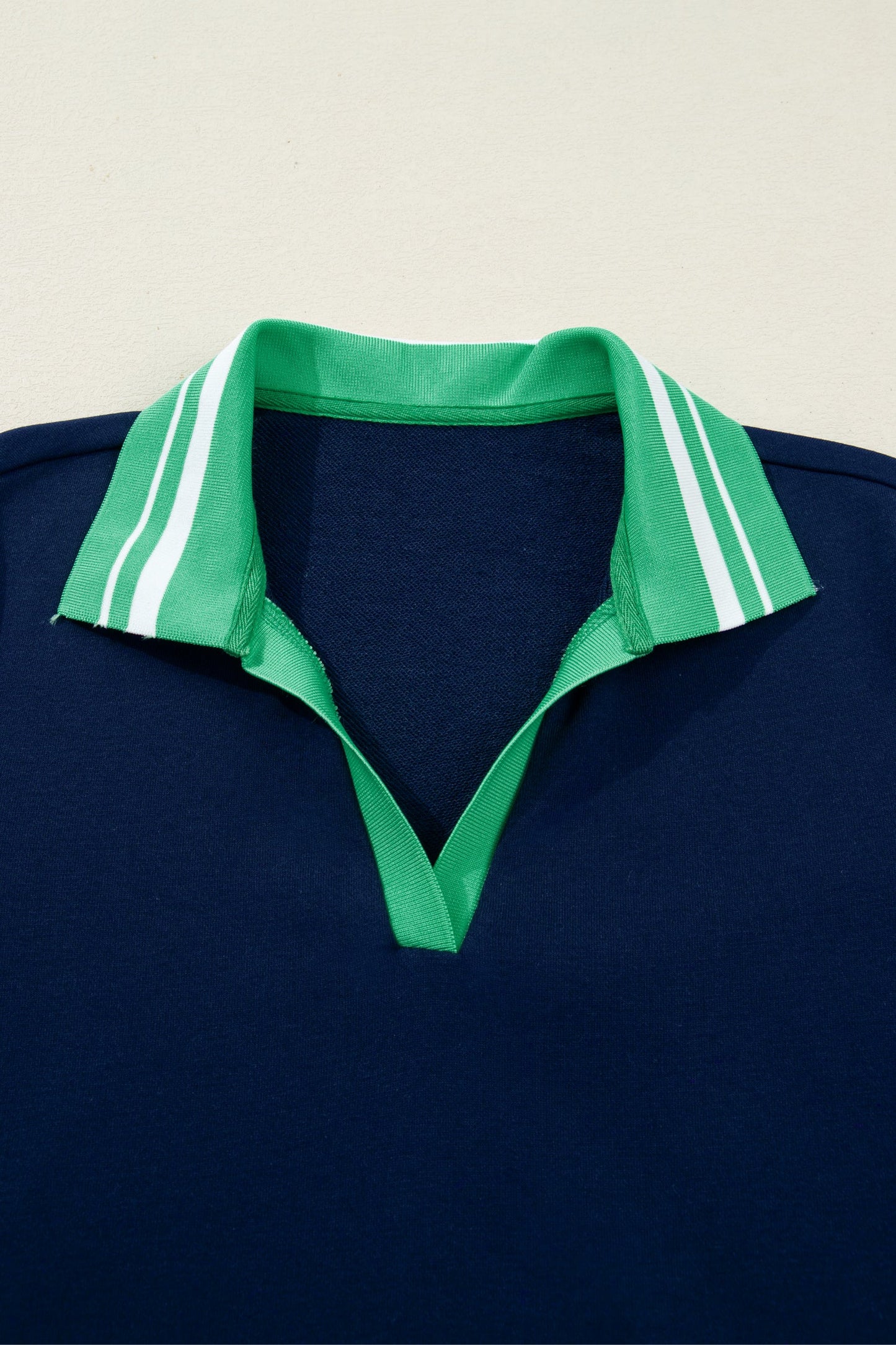 Stripe Contrast Polo Collar Ruffle Hem Mini Dress