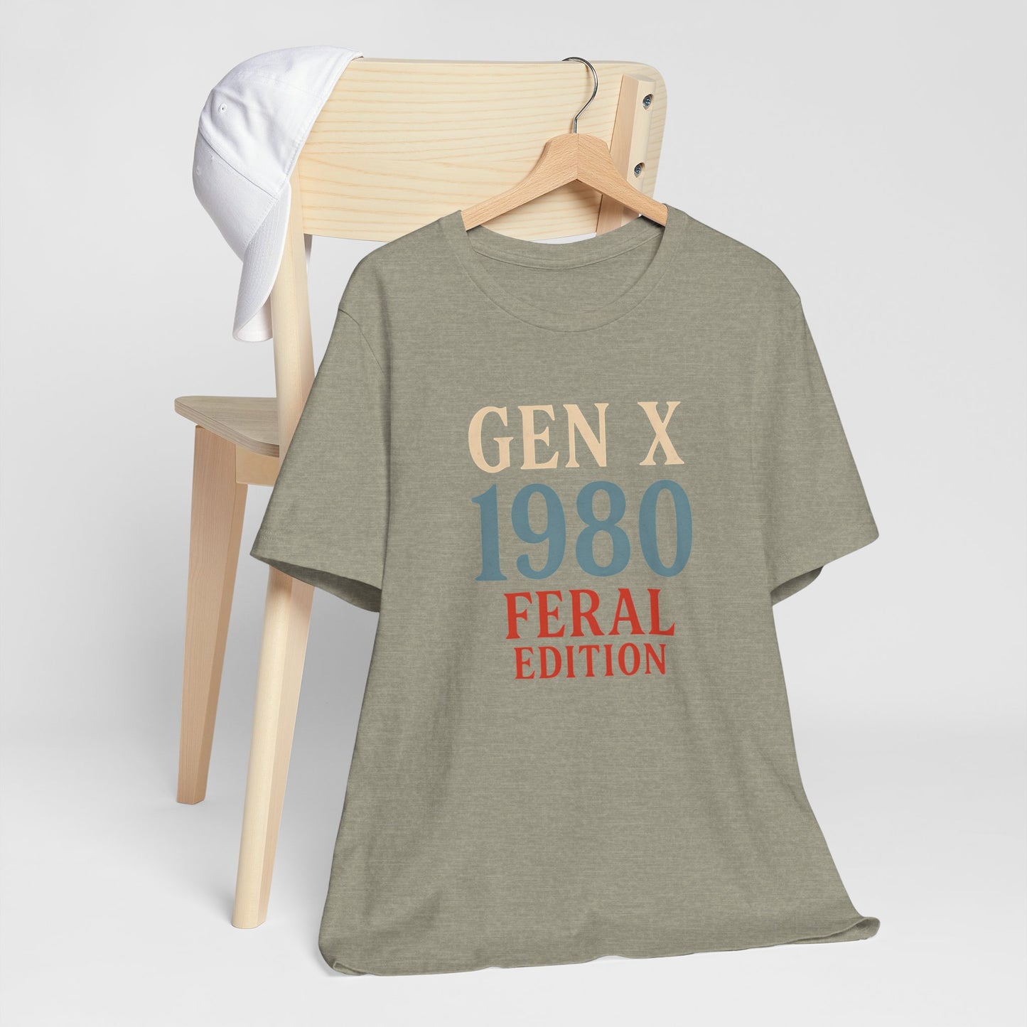 GEN X 1980 Feral Edition Tee | Unisex Jersey Short Sleeve T-Shirt, Vintage Fashion, Fun Gift, Retro Style, Casual Wear, Nostalgic Apparel