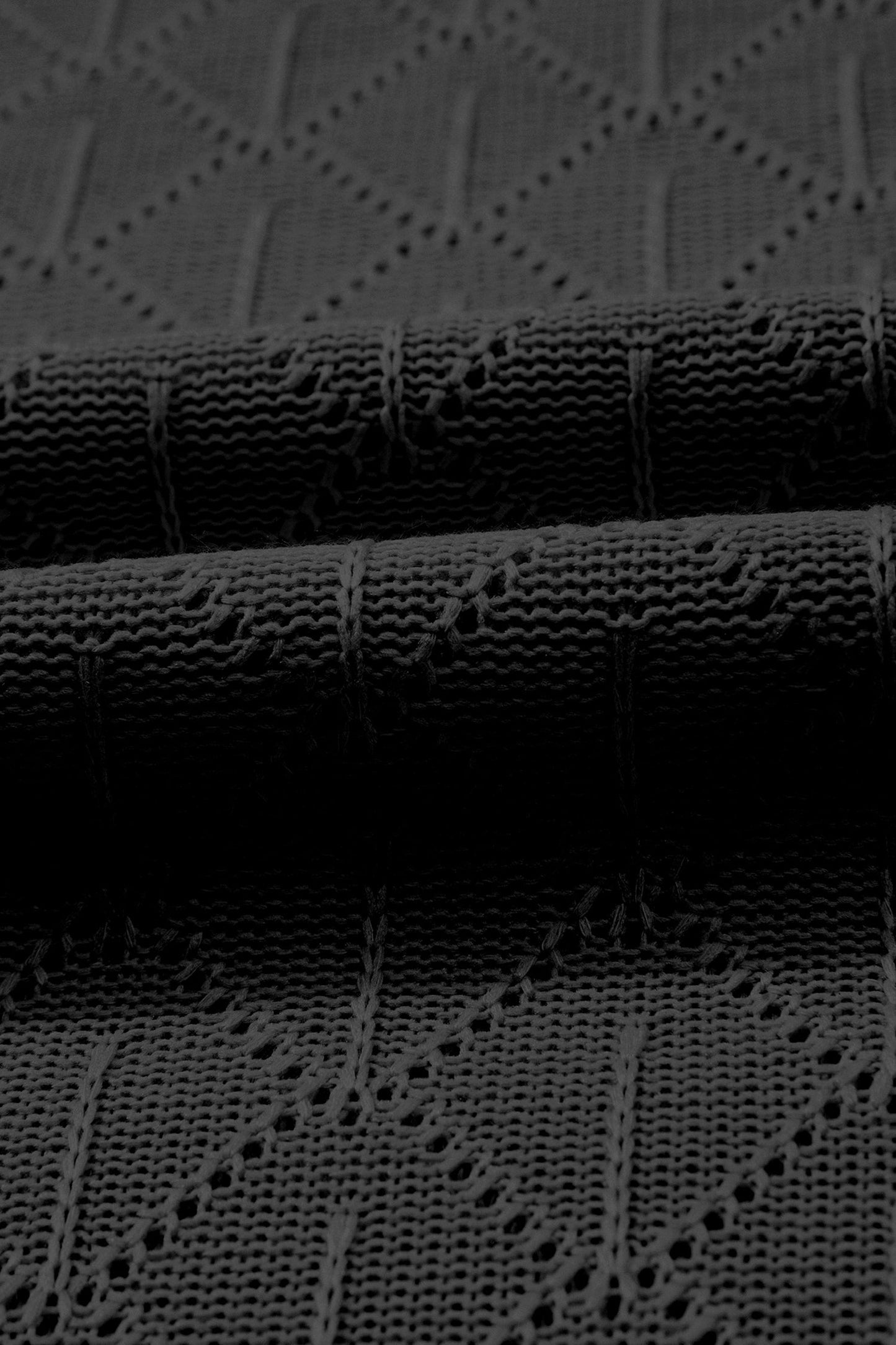 Plus Size Rhombus Pointelle Knit V-Neck Top