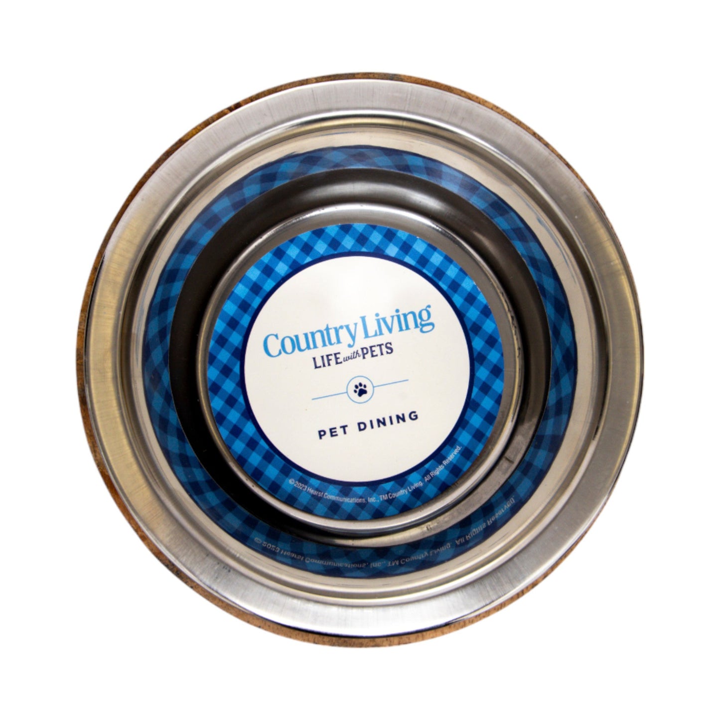 Country Living Stainless Steel Dog Bowl with Cylindrical Mango Wood Holder