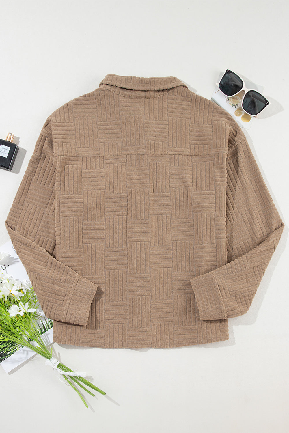 Textured Button-Up Chest Pocket Shacket