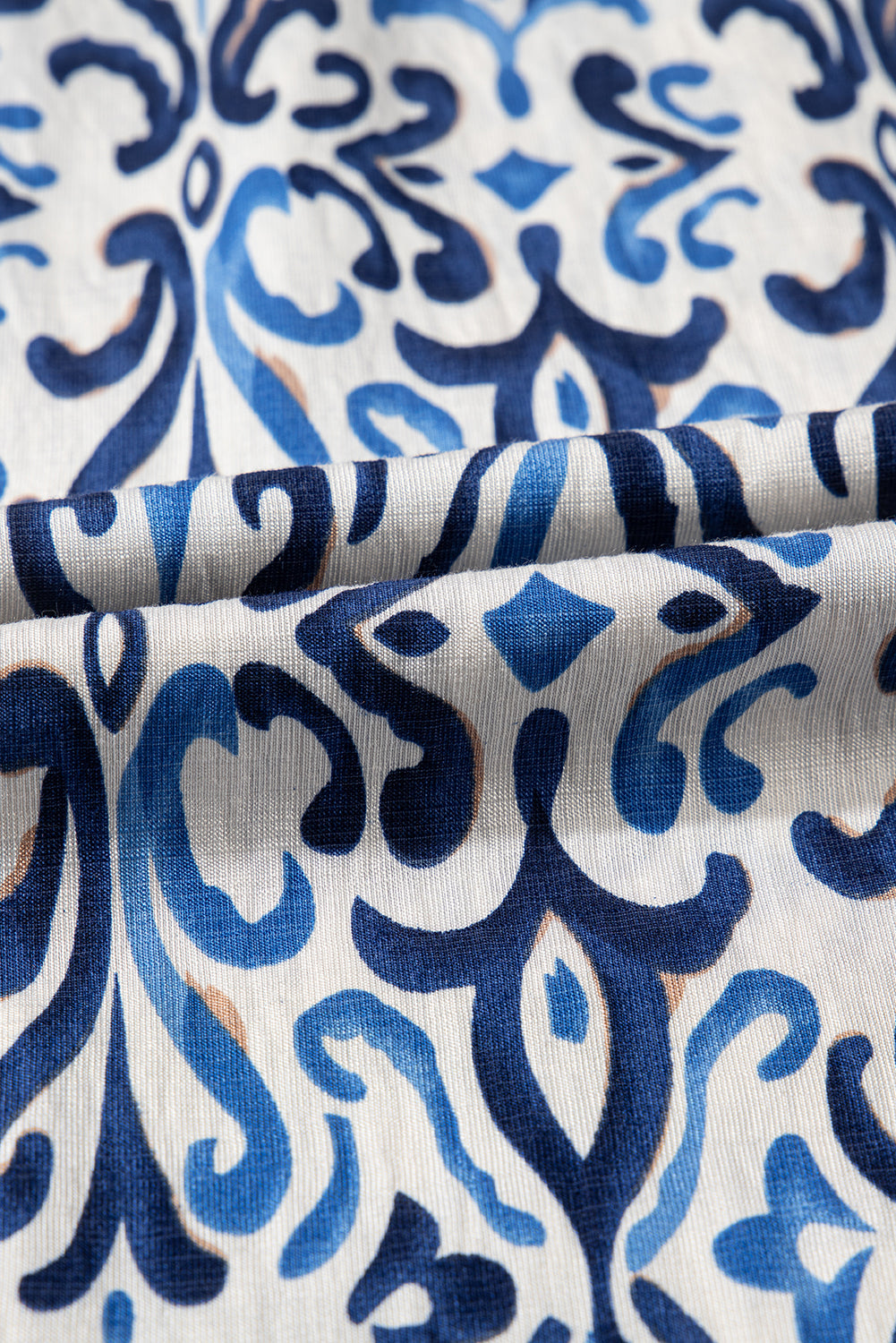 Abstract Boho Smocked Bodice High-Waist Maxi Dress