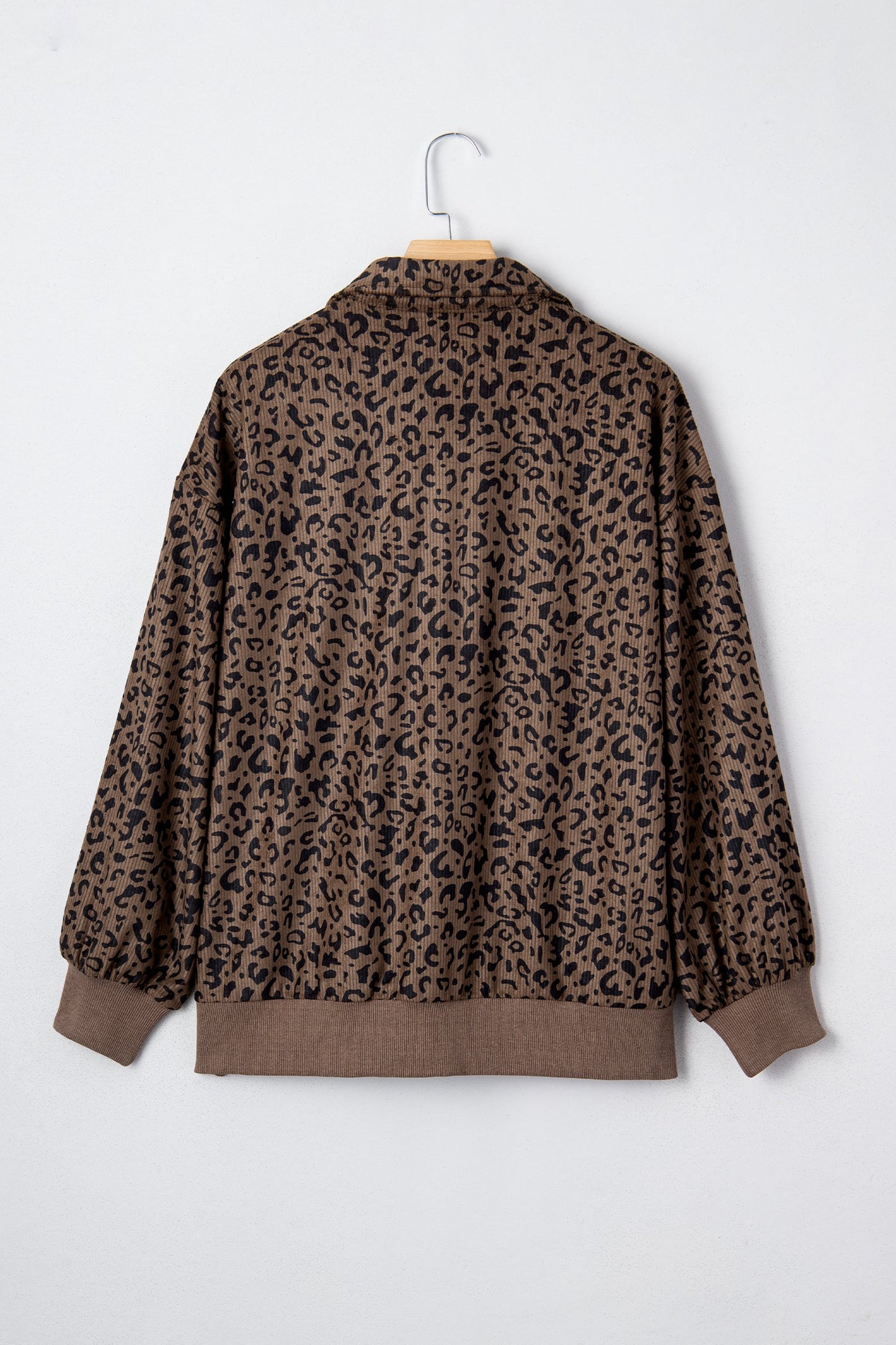 Leopard Corduroy Quarter-Zip Sweatshirt