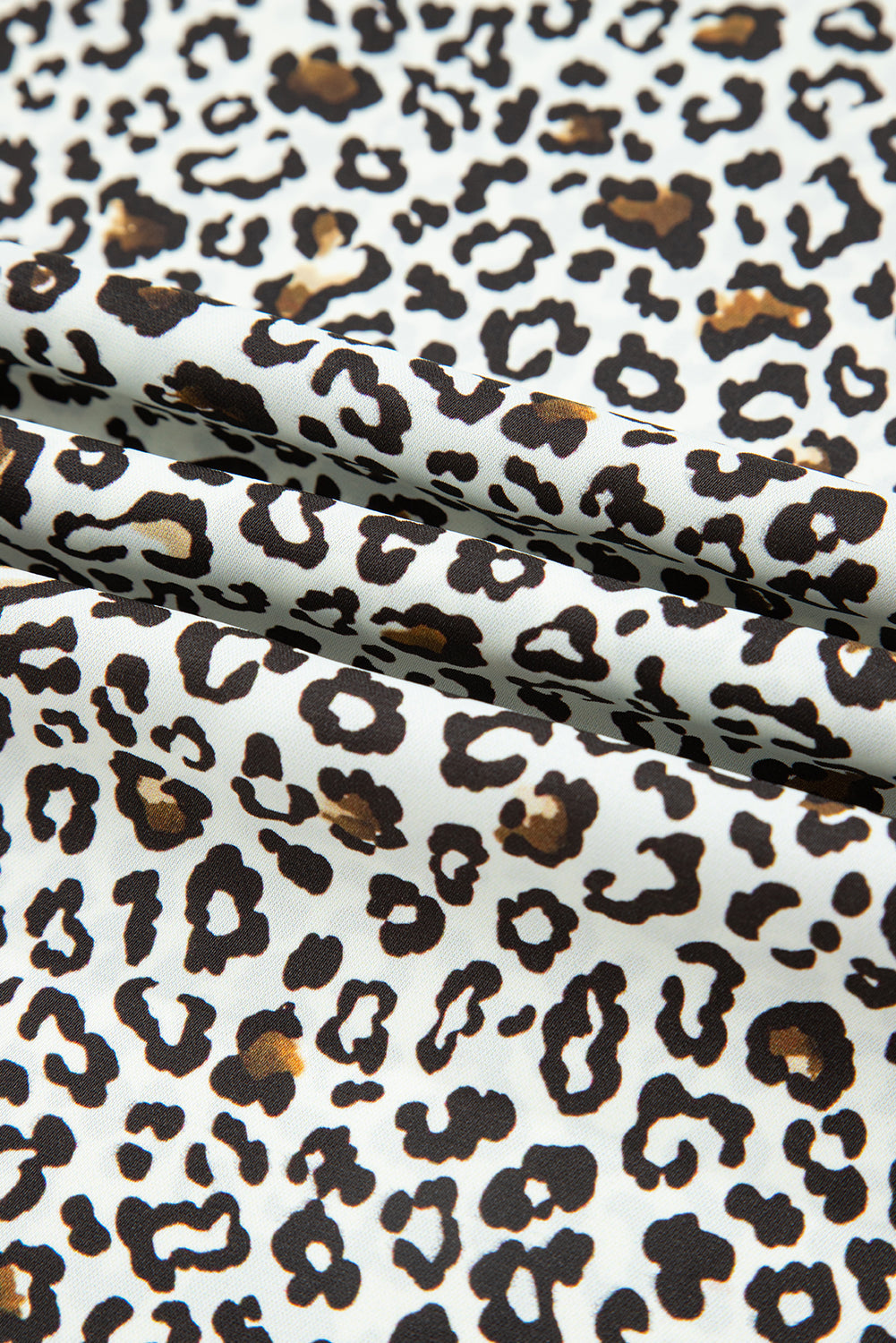 Plus Size Leopard Half-Button Collared Puff Sleeve Dress