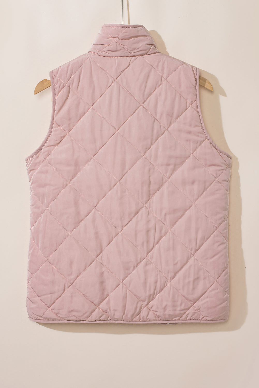 Solid Fleece Lined Quilted Vest Coat