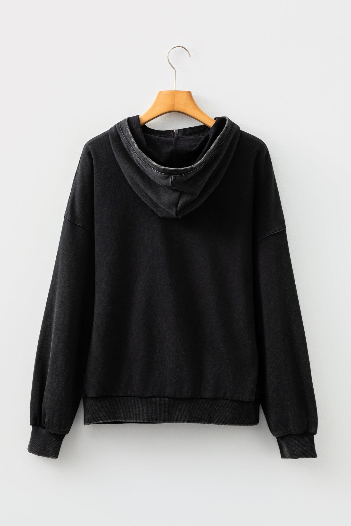 Solid Half-Zip Kangaroo Pocket Baggy Hoodie