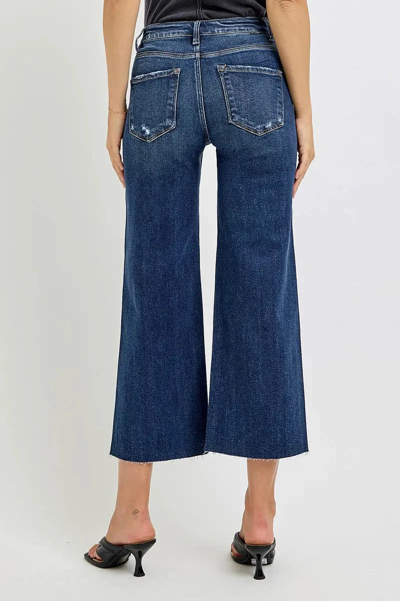 Full Size High Rise Wide Leg Cropped Button Fly RISEN Jeans – Plus Size