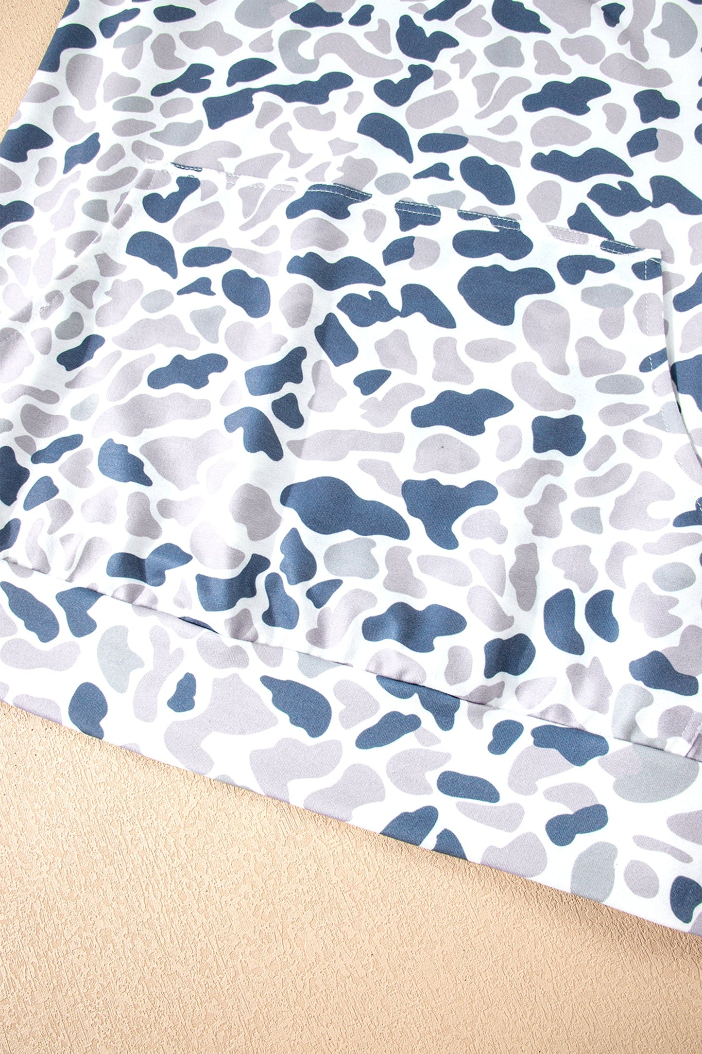 Plus Size Camo Quarter Zip Kangaroo Pocket Sweatshirt