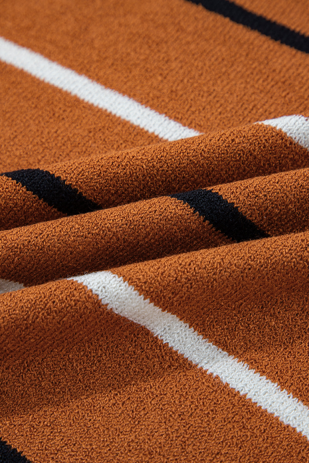 Stripe Ribbed Trim Drop Shoulder Sweater