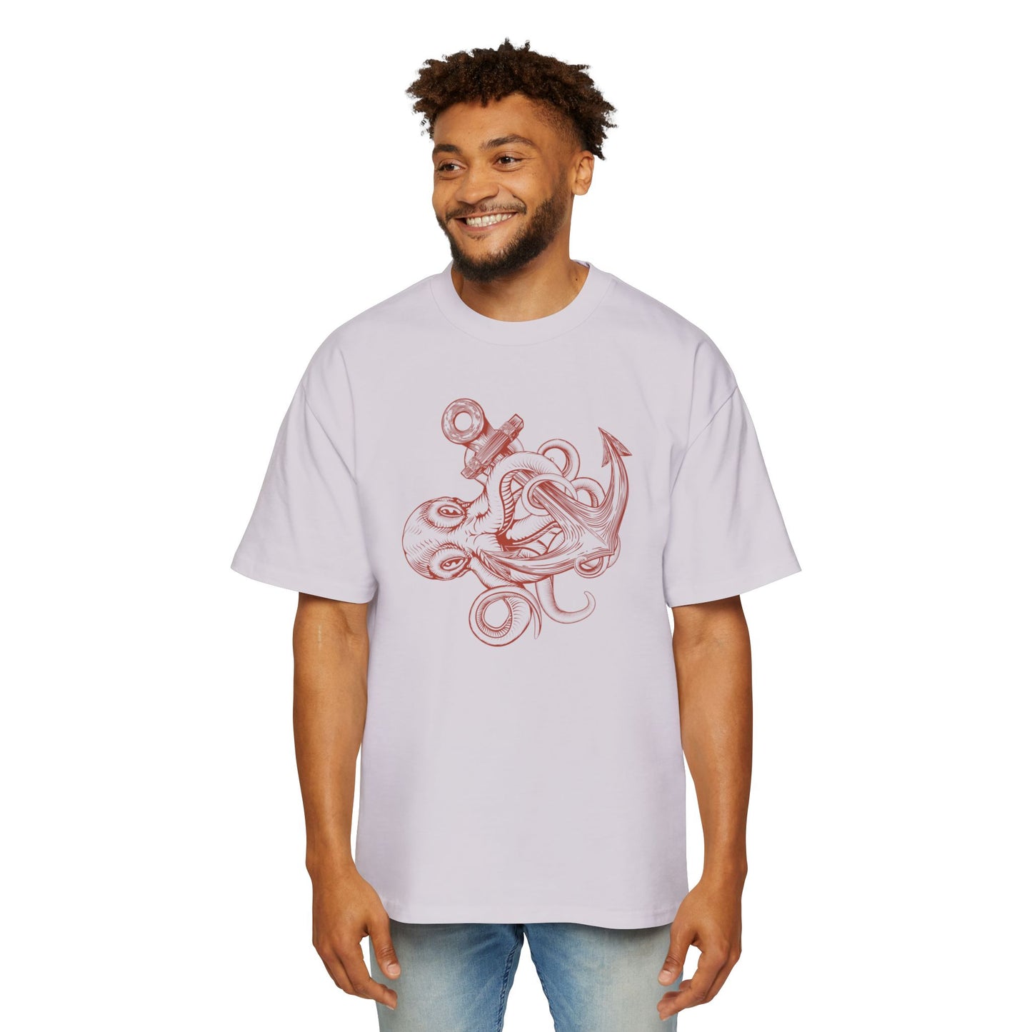 Ocean-Inspired Oversized Tee for Men, Stylish Sea Creature Shirt, Relaxed Fit, Perfect for Beach Days, Casual Wear, Gift for Seafood Lovers