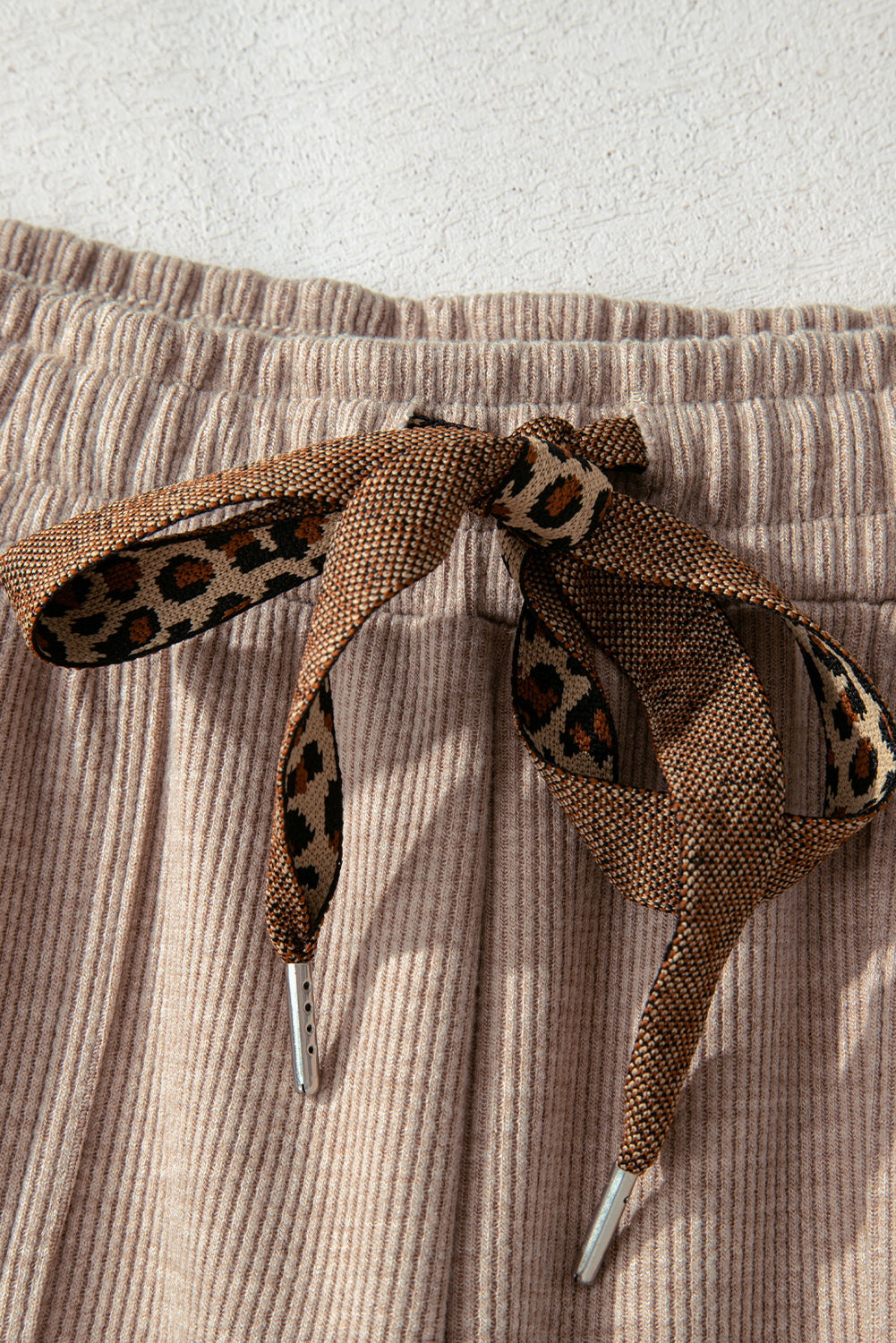 Leopard Corduroy Drawstring High Waist Pants