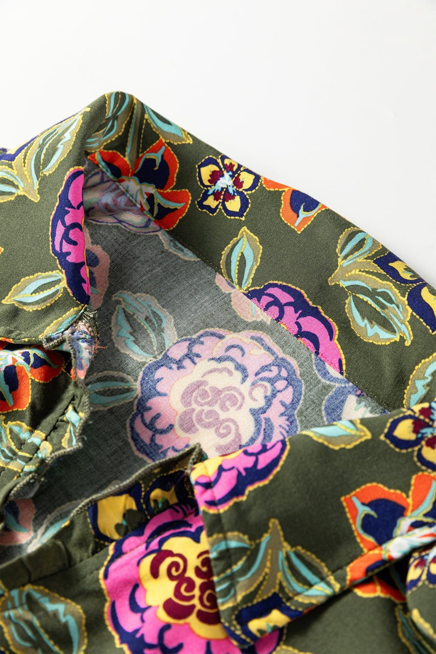 Plus Size Floral Collared V-Neck Mini Dress