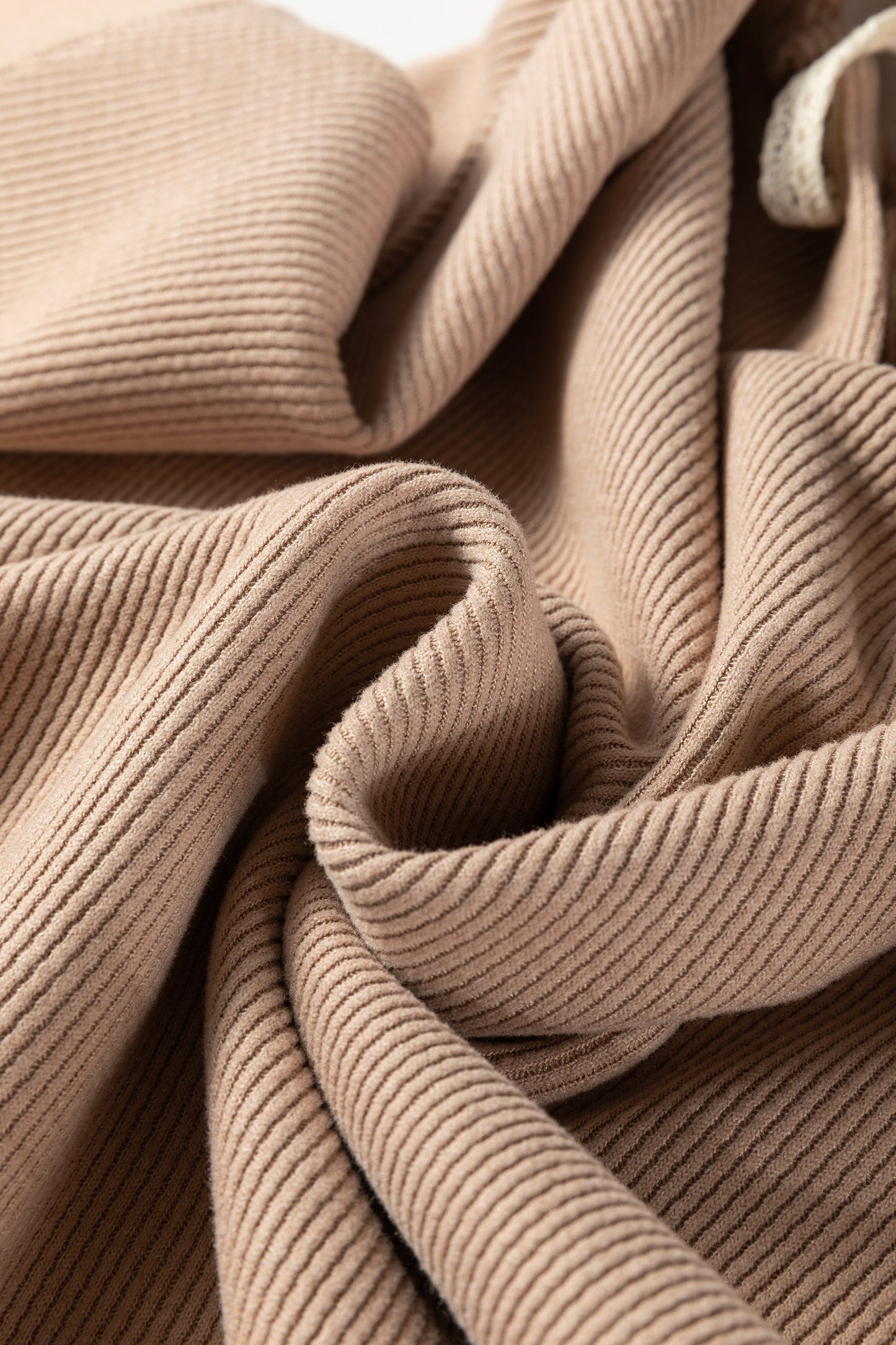 Ribbed Knit Leopard & Lace Drawstring Hoodie