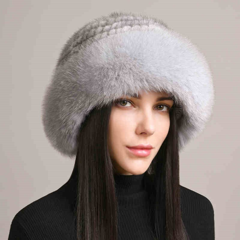 Women’s Mink Hair Winter Hat – Braided Fur Warm Elegant Beanie