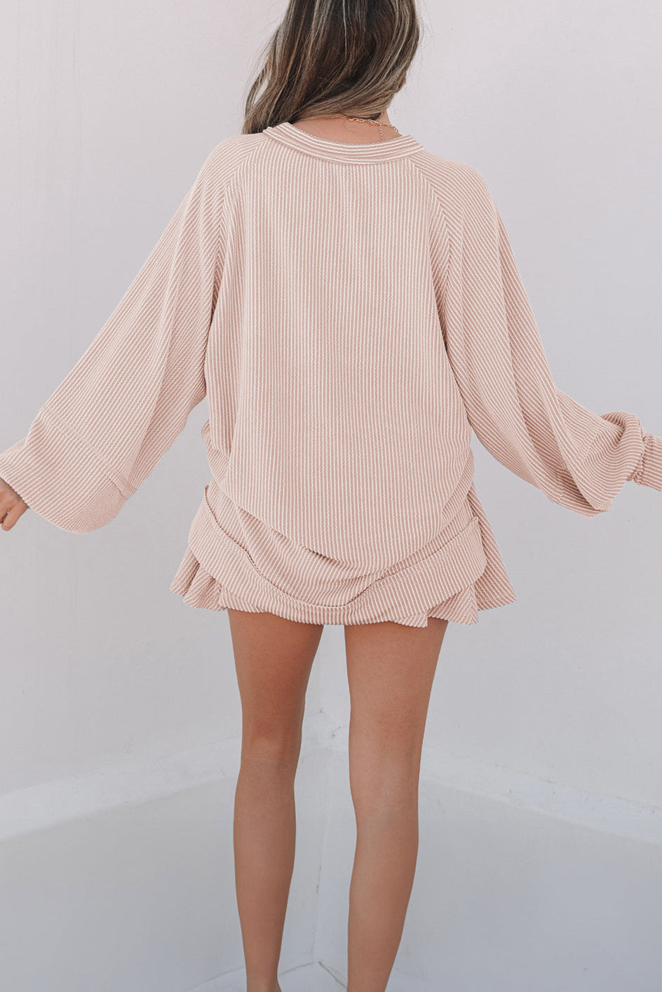 Corded Top and Ruffle Mini Skort Set