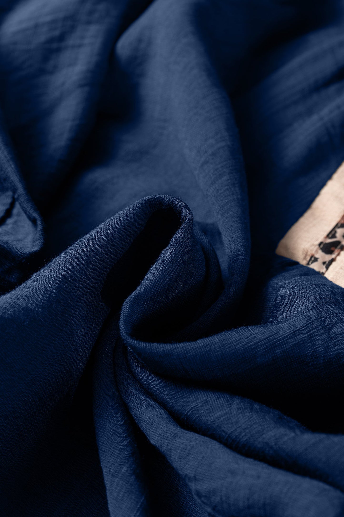 Leopard Trim Flounced  3/4 Sleeve V-Neck Blouse