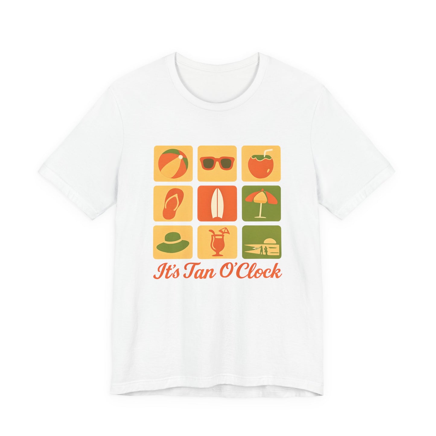 Summer Vibes Tee - It's Tan O'Clock, Unisex Beach Shirt, Vacation Outfit, Gift for Sun Lovers, Casual Summer Wear, Summer Holiday Apparel