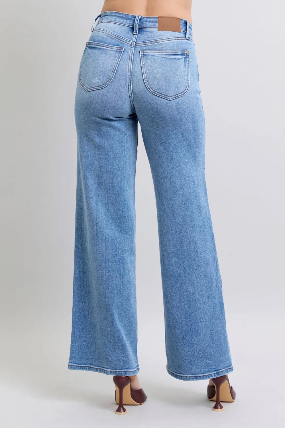 Full Size High Waist Wide Leg Judy Blue Jeans with Functional Pockets