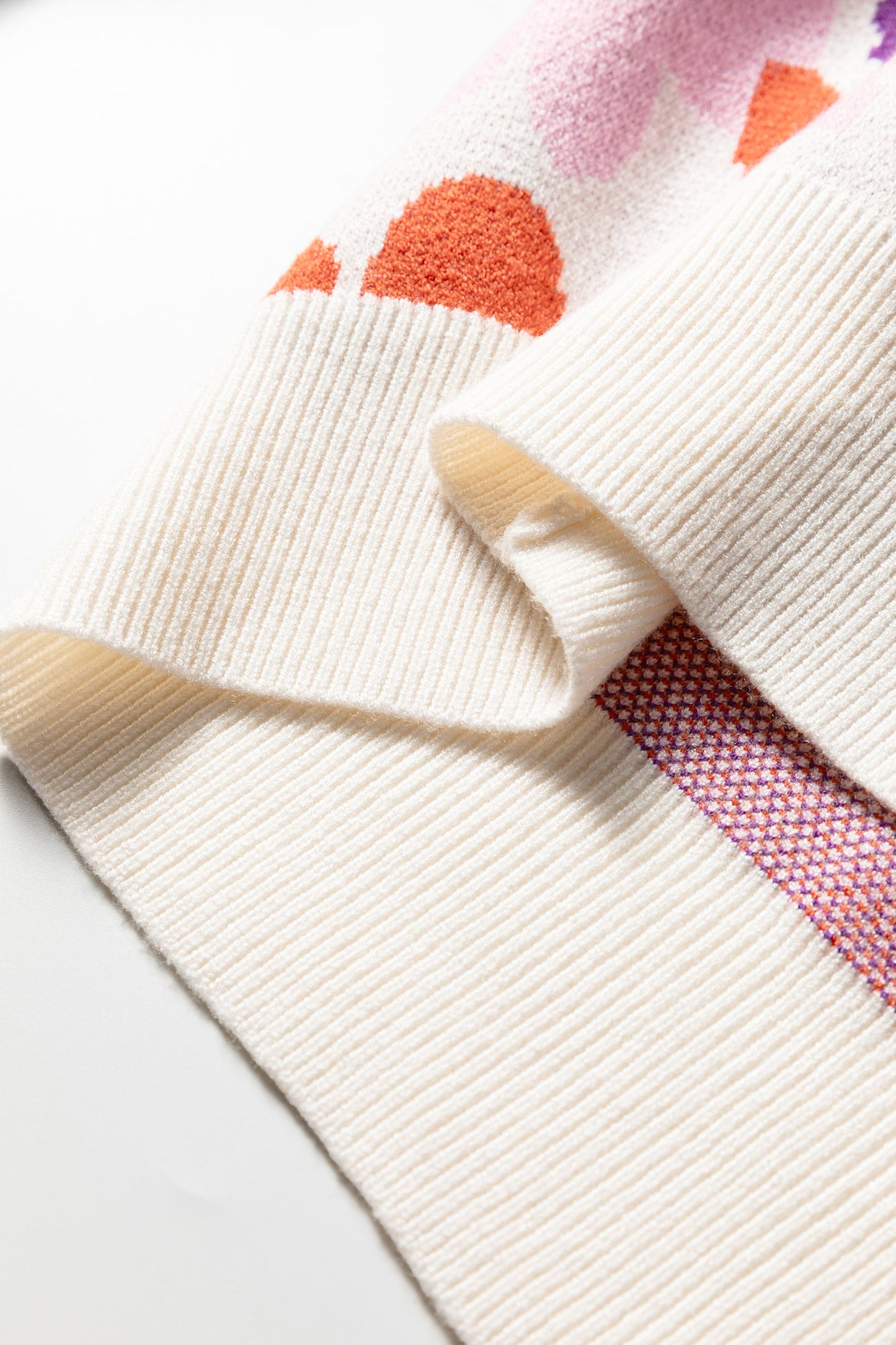 Floral Ribbed Trim Drop Shoulder Sweater