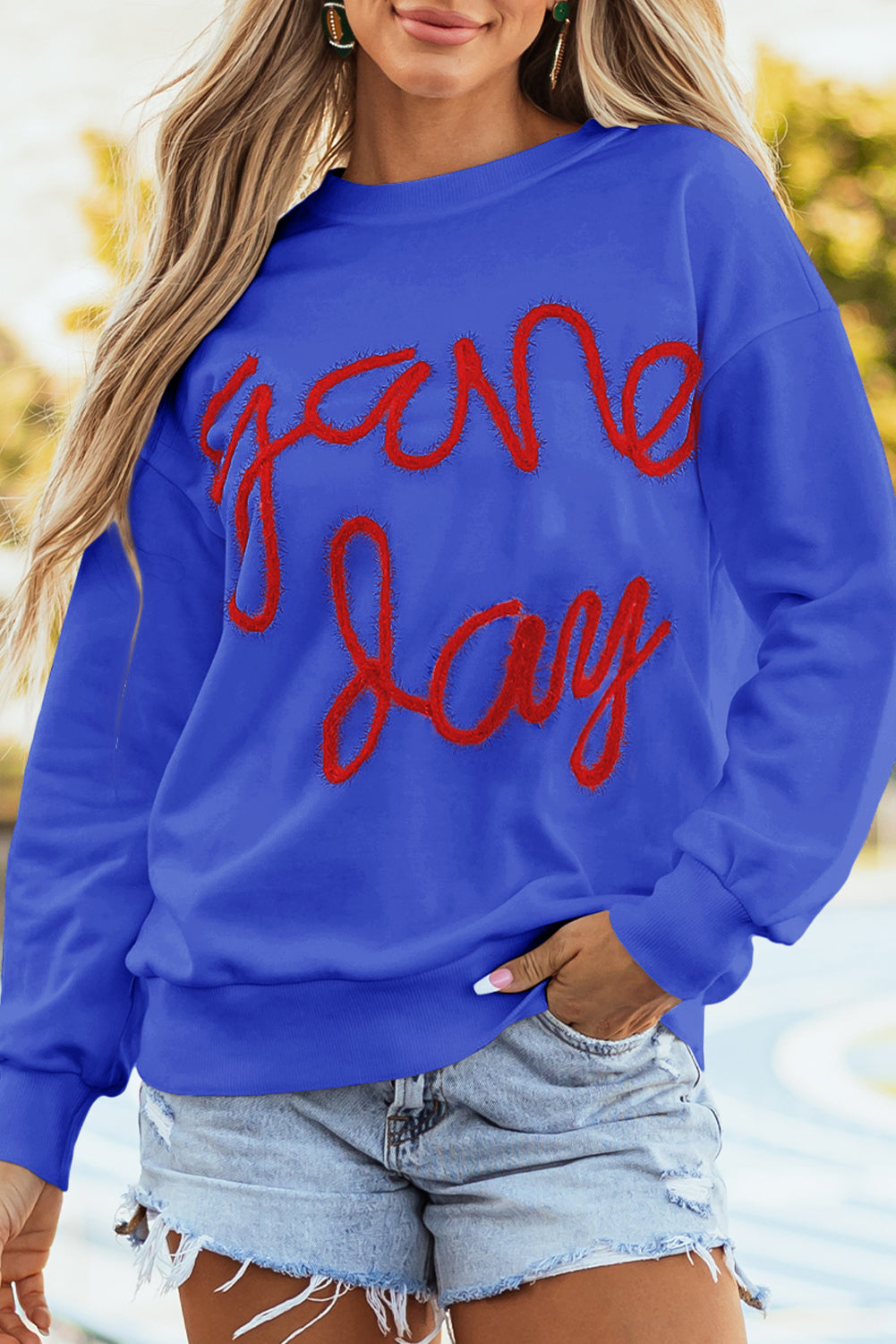 GAME DAY Tinsel Drop Shoulder Sweatshirt