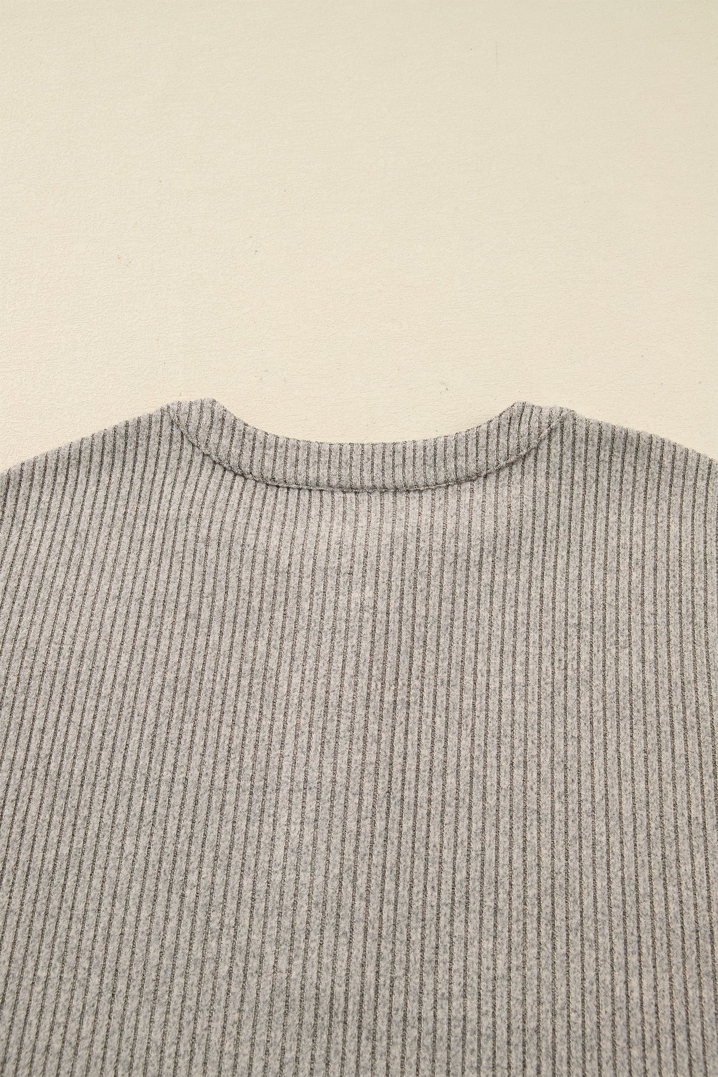 Plus Size Ribbed Knit Kangaroo Pocket Henley Top