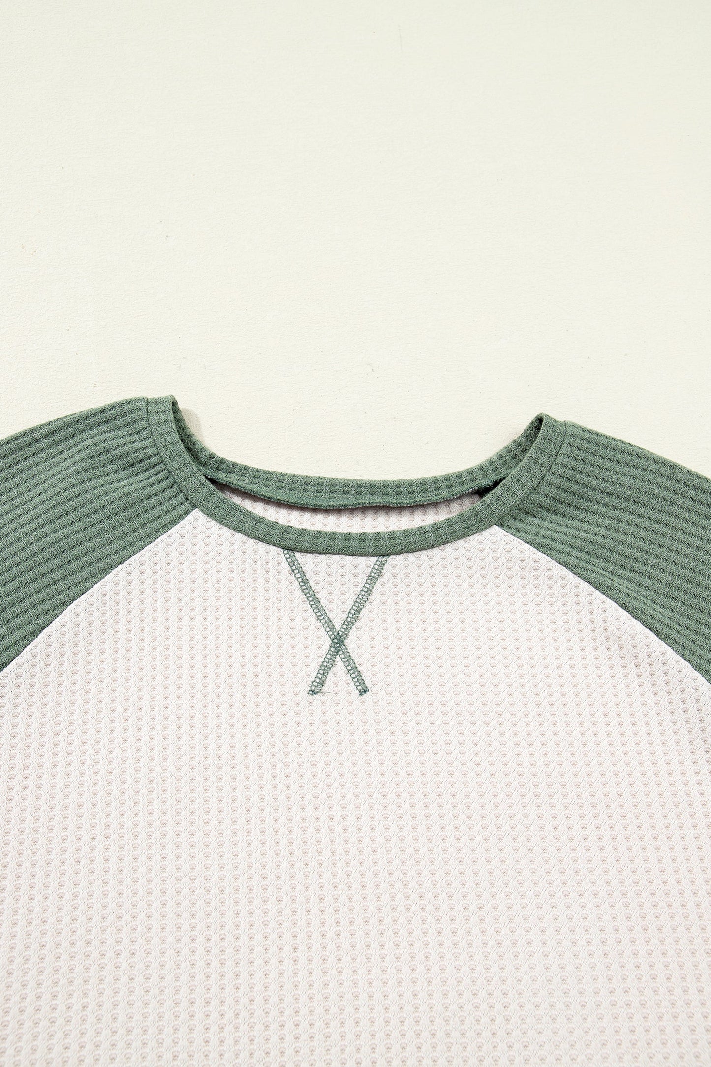 Plus Size Colorblock Waffle Knit Long Sleeve Top