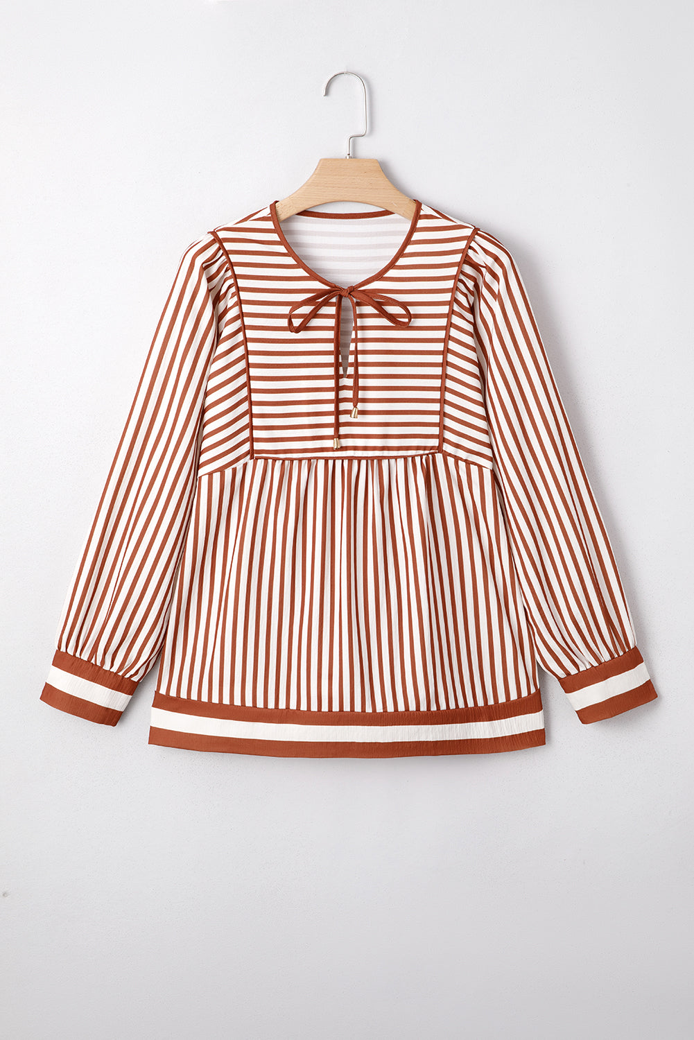 Stripe Long Sleeve Babydoll Blouse
