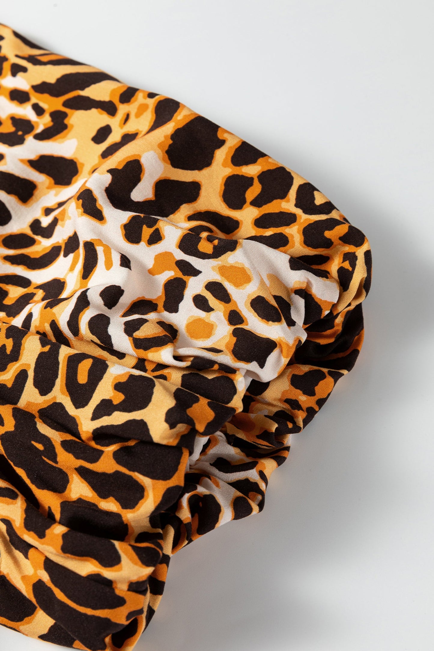 Leopard Short Puff Sleeve Babydoll Top