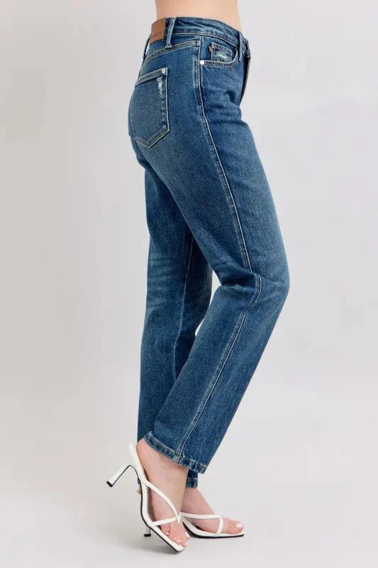 Judy Blue Jeans - Full Size High Waisted Rigid Magic Non-destroy Straight Leg